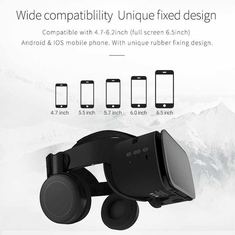 Newest BoBo VR Z6 Glasses 3D Virtual Reality Wireless Bluetooth VR Headset Helmet For iPhone Android Smartphone 4.7-6.2' inch