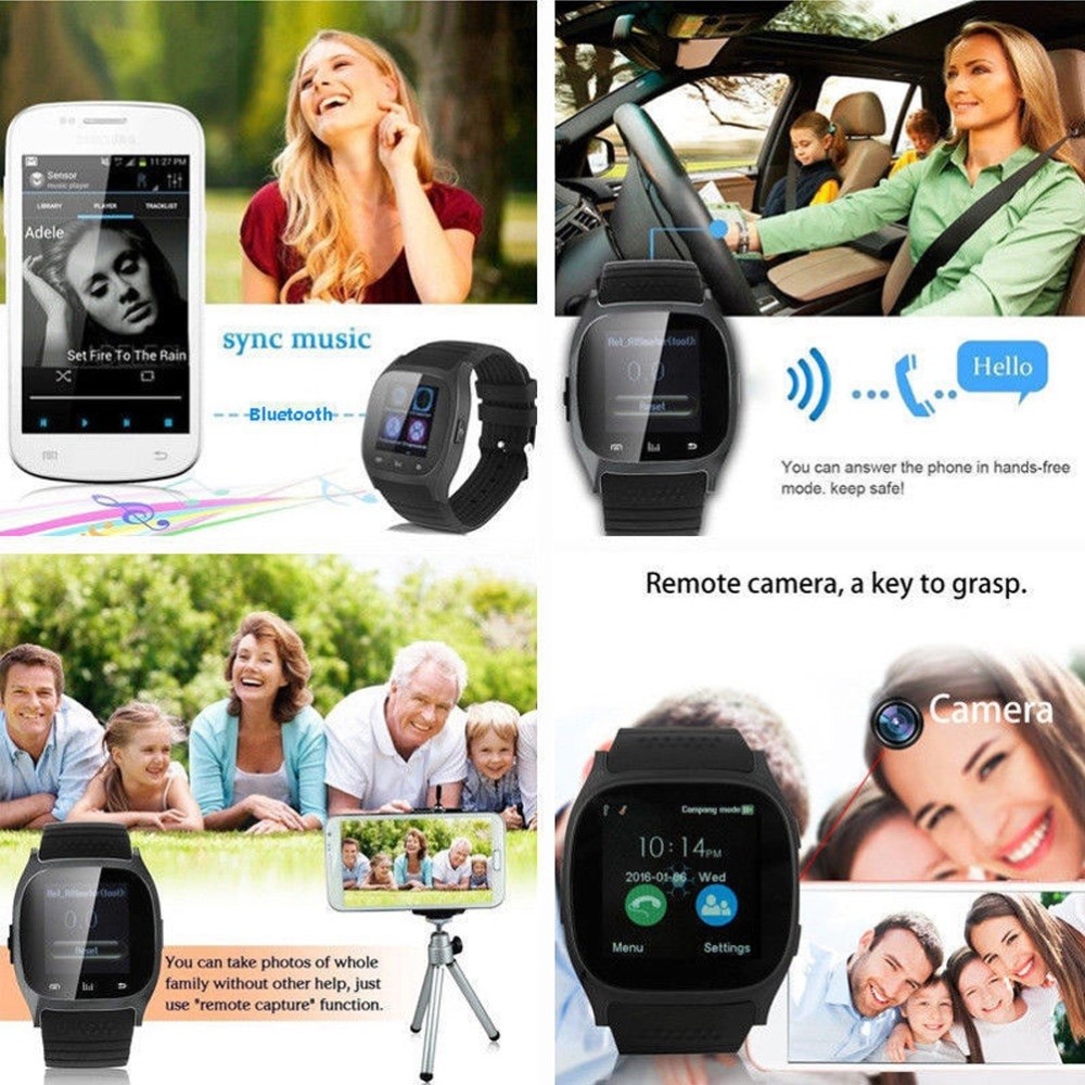 T8 Bluetooth Smart Watch With Camera Facebook Whatsapp Support SIM TF Card Call Sports Smartwatch For Android Phone PK Q18 DZ09