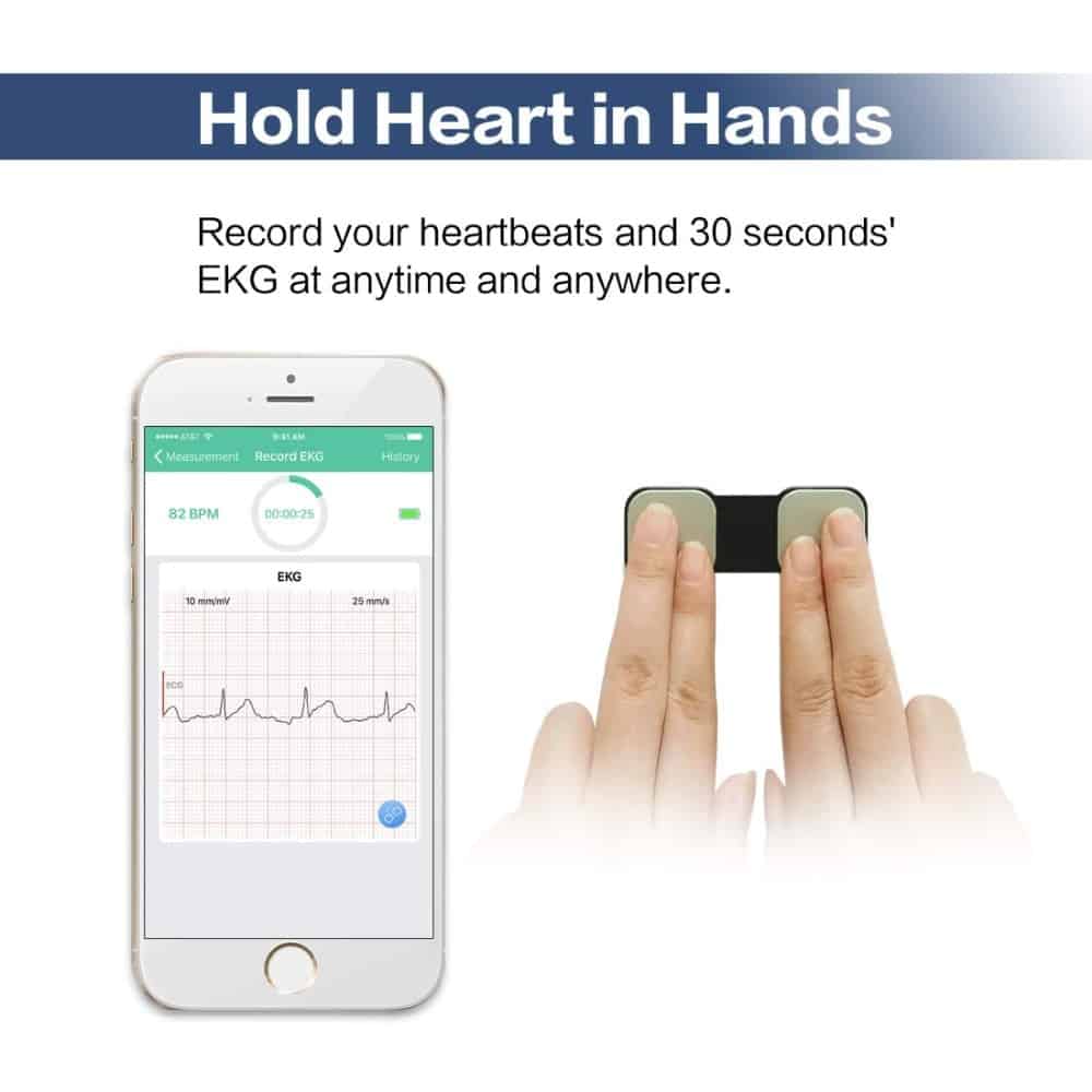 Handheld ECG Heart Monitor for Wireless Heart Performance Without ECG Electrodes Required Home Use EKG Monitoring ios Android