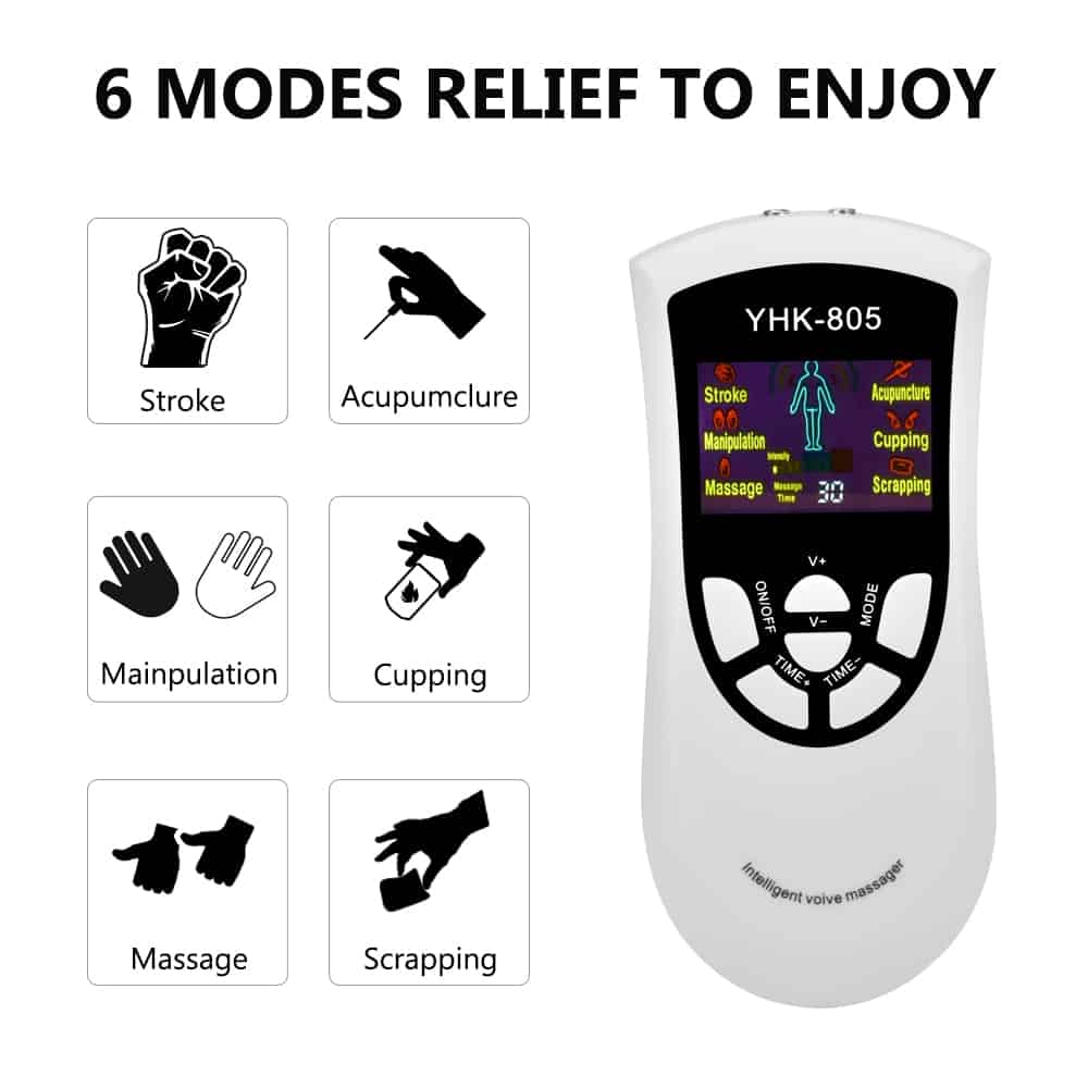 6/8/12/15 Modes Tens Machine Unit 4 Electrode Pads for Pain Relief Pulse Massage EMS Muscle Stimulation Tens Electroestimulador