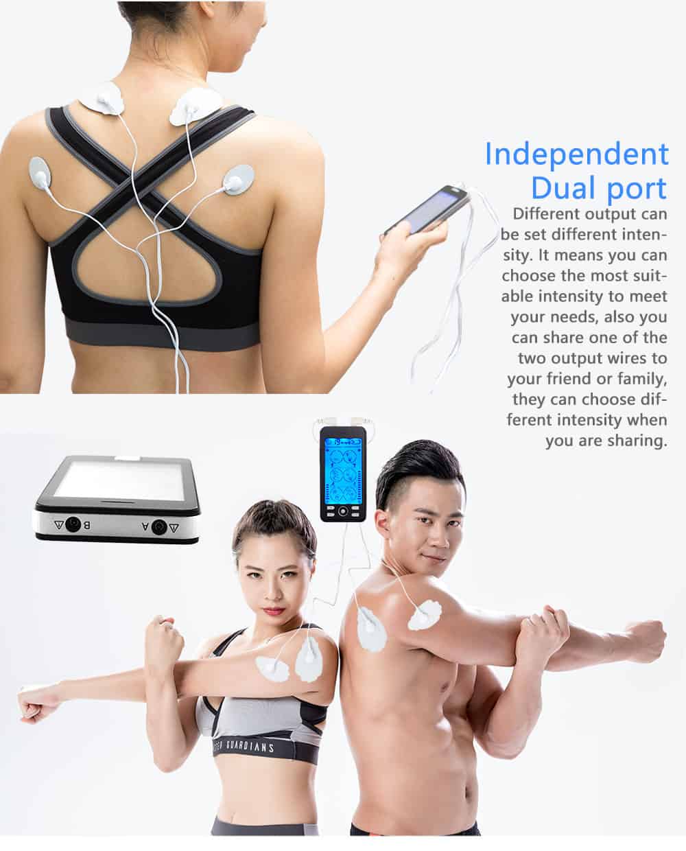 DOMAS 2 channel TENS Unit Electronic Pulse Massage 24 mode ElectroTherapy device pulse massager