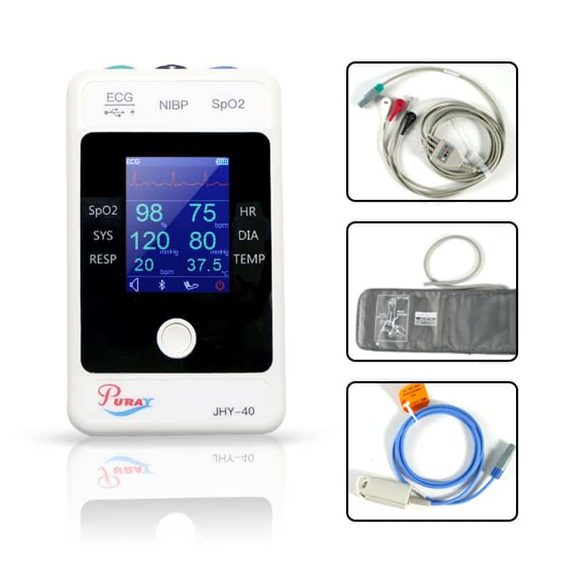 Patient Monitor Vital Signs Monitor ECG NIBP SPO2 PR 4 Parameters Pulse and temperature Blood pressure Monitor Support APP or PC