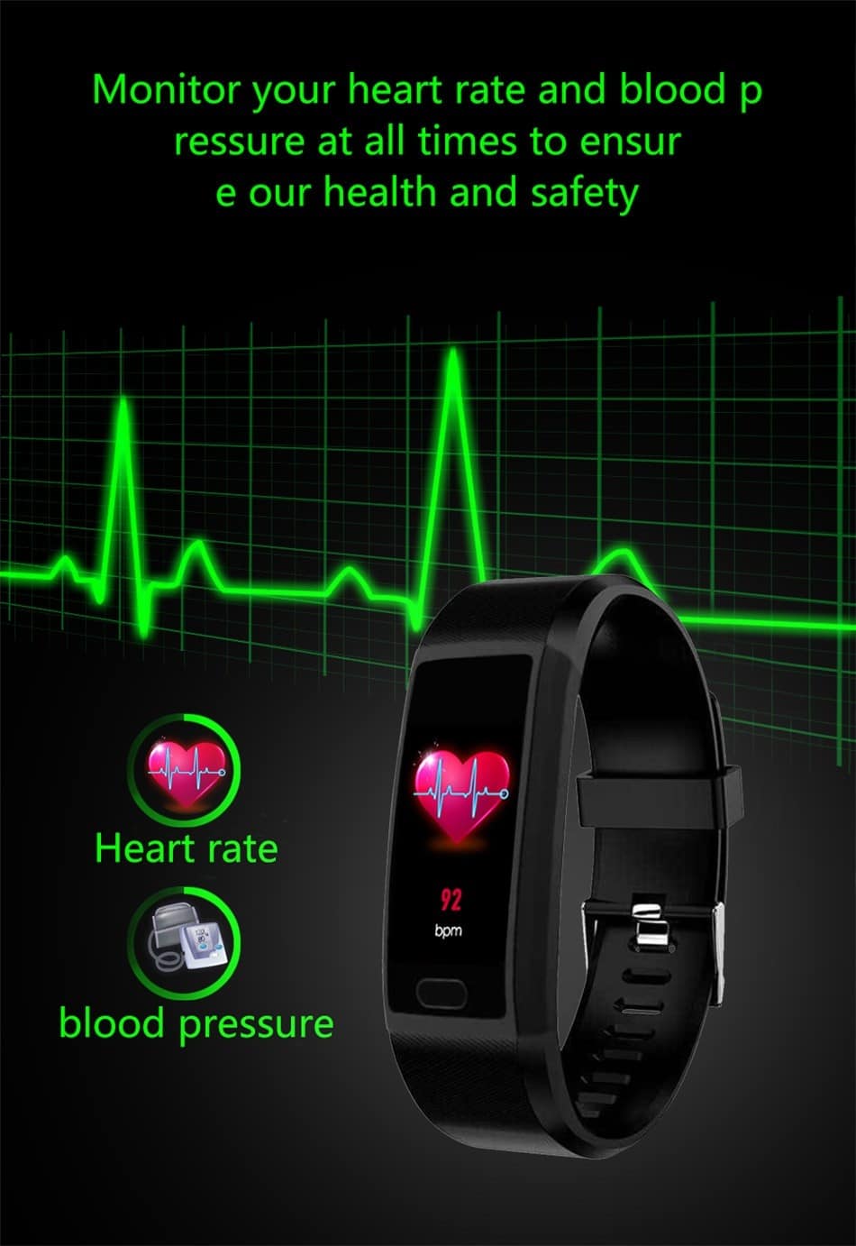 LIGE Smart Bracelet Sport Fitness Tracker 1.14 full Screen Heart Rate Blood Pressure Monitor For Android ios Pulsera inteligente
