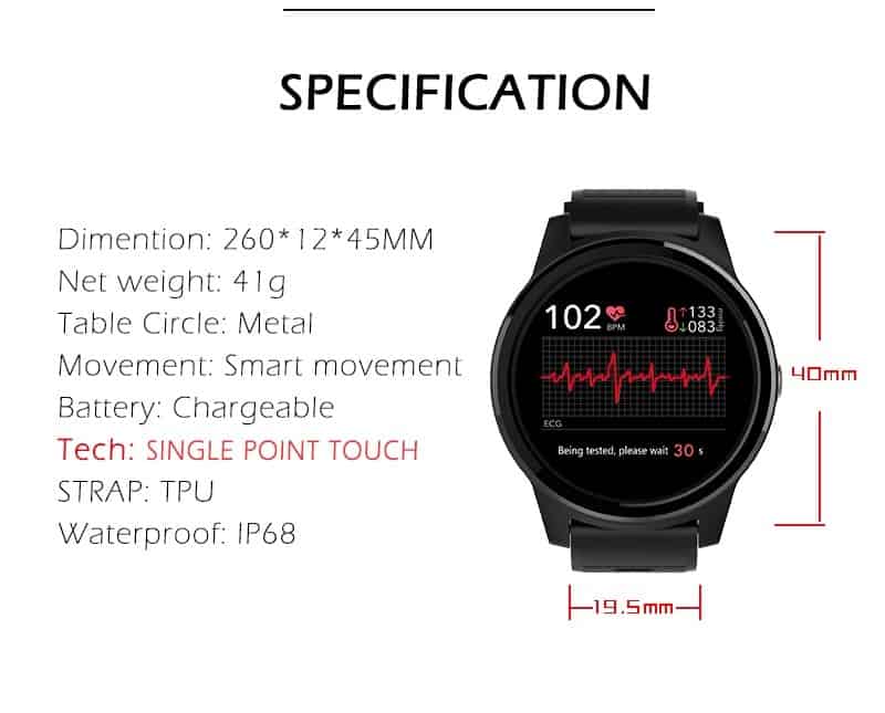 Smart Watch Sport Fitness Activity ECG PPG Blood Pressure Heart Rate Monitor Wristband IP67 Waterproof Band For IOS Android
