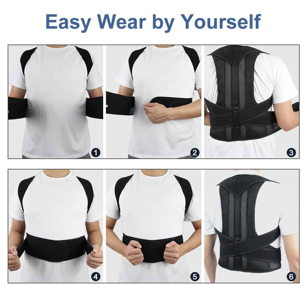 Adjustable Posture Corrector Back Support Shoulder Lumbar Brace Support Corset Back Belt for Men