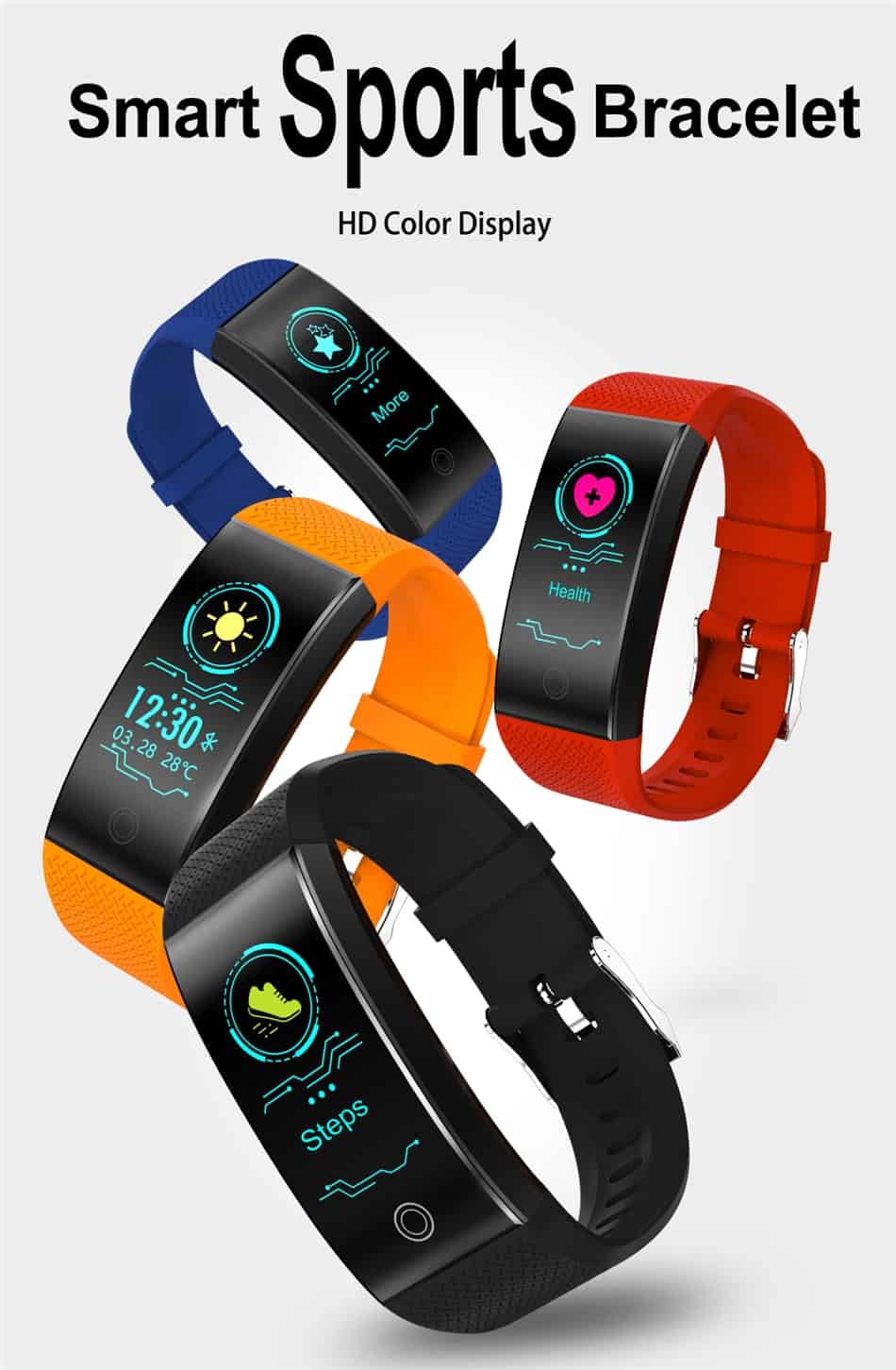 New Brand Fitness Bracelet Smart Pedometer Wristband Heart Rate Monitor Waterproof IP68 Sport Intelligent Bracelet Android&IOS