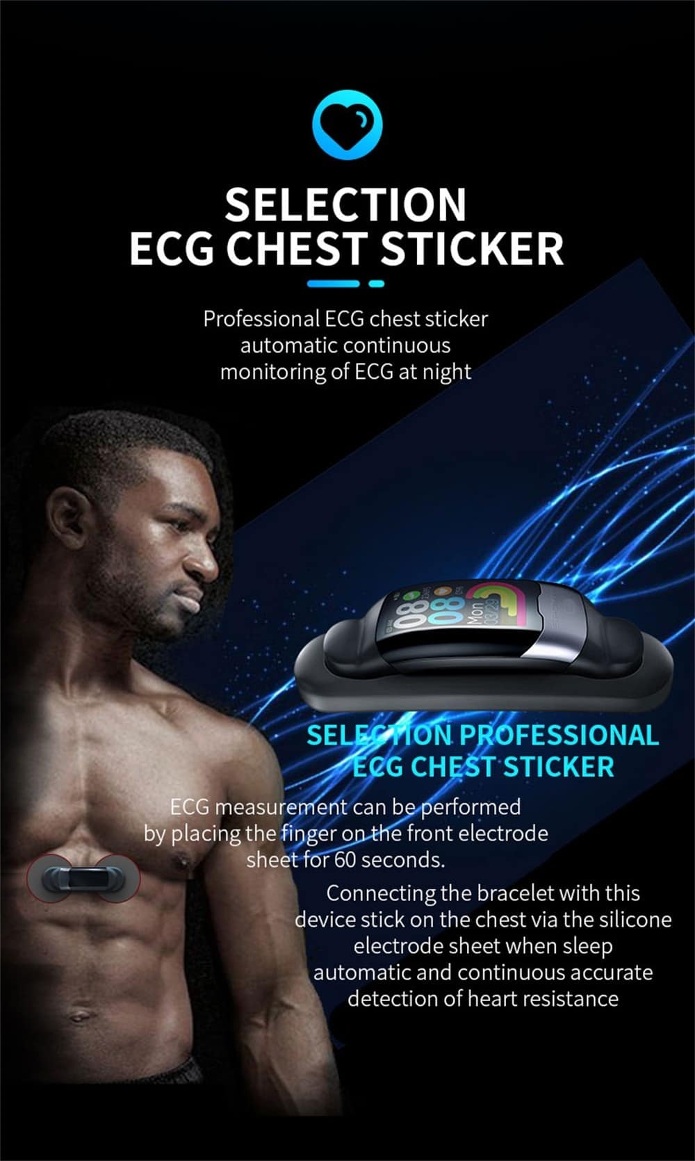 Spovan Smart Band ECG PPG HRV Cardio Monitor Bracelet Pedometer Blood Pressure Sport Activity Tracker Smart Wristband Men Women
