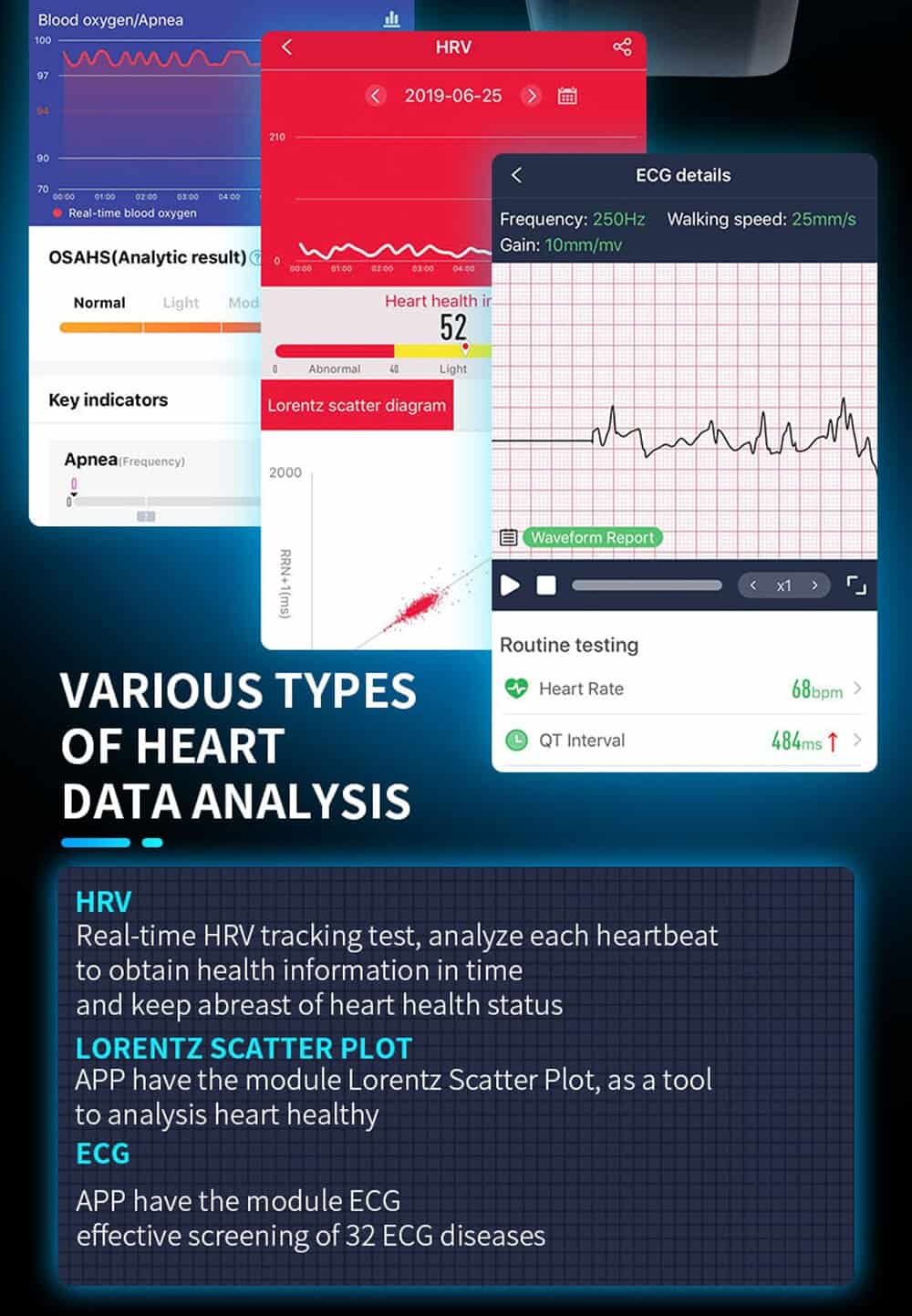 Smart Band ECG PPG HRV Cardio Monitor Bracelet Pedometer Blood Pressure Sport Activity Tracker Smart Wristband Men Women IP67