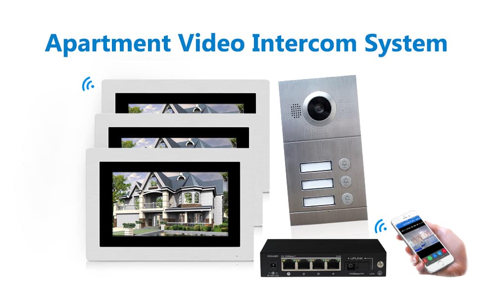 WIFI IP Video Door Phone Intercom System Video Doorbell 7'' Touch Screen for 3 Floors Apartment/8 Zone Alarm Support Smart Phone