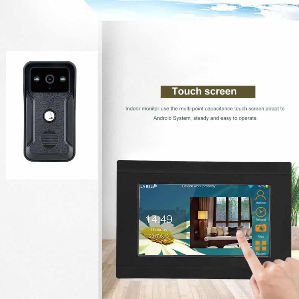 GAMWTER 7 Inch Wireless WiFi Smart IP Video Door Phone Intercom System with 1x1080P Wired Doorbell Camera,Support Remote unlock