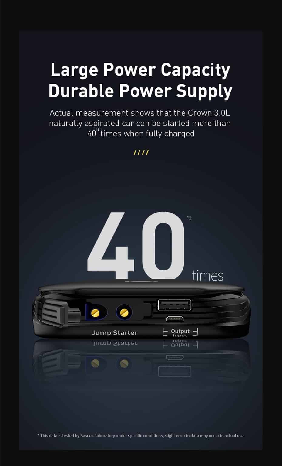 Baseus Car Jump Starter Power Bank 12V Auto Starting Device 800A Car Booster Battery Jumpstarter Emergency Buster Jumper Start