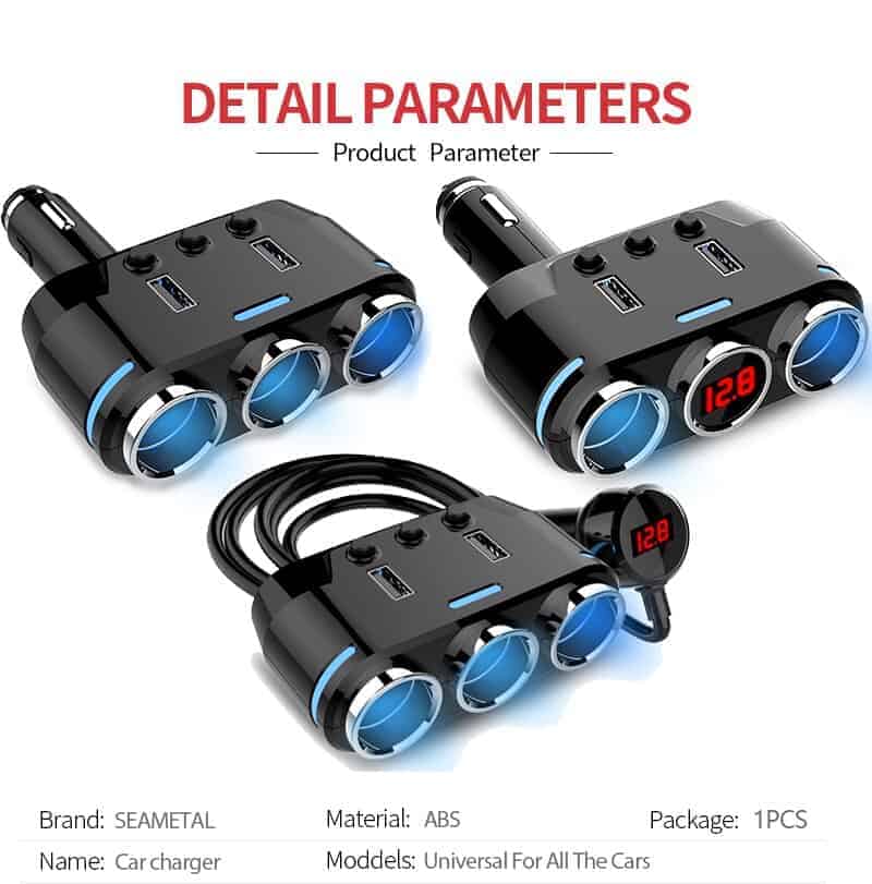 12V-24V Car Cigarette Lighter Socket Splitter Plug LED USB Charger Adapter USB Car Charger For Mobile Phone MP3 DVR Accessories