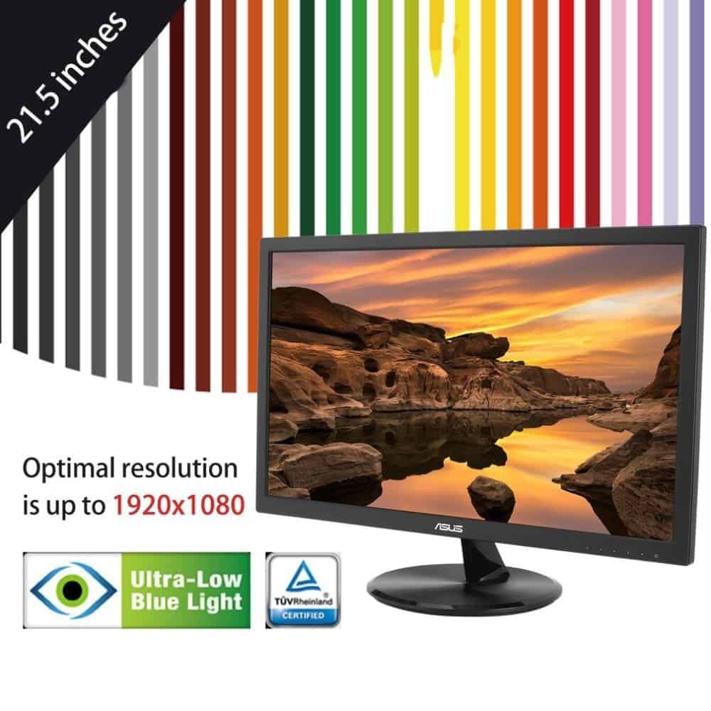 ASUS VP228DE 21.5 Inch Full HD 1080P Monitor LED Backlight Computer Monitor Optimal Resolution Up to 1920x1080 Home PC Use
