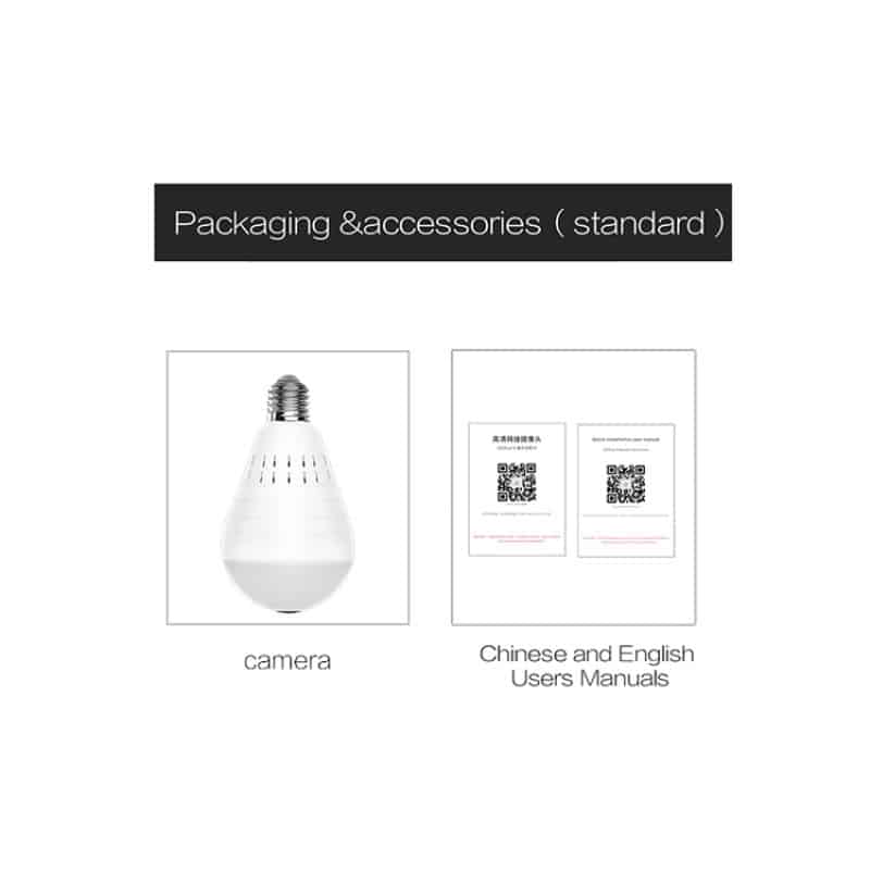 960P Wifi Panoramic Camera Bulb Fisheye Wireless Home Security Video Surveillance Night Version Two Way Audio for Home Security