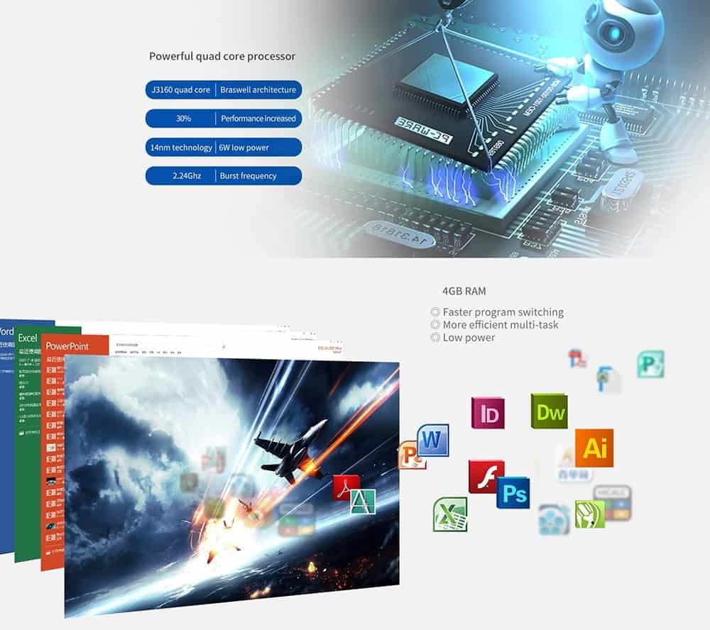 Teclast X22 Air All-in-one PC Desktop 21.5 inch DOS Intel Celeron J3160 Quad Core 1.6GHz 4GB RAM 128GB SSD 1TB HDD HDMI