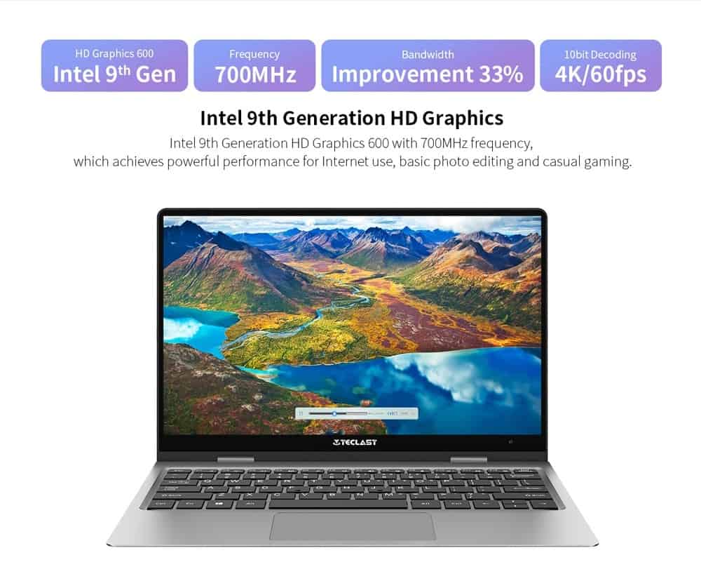 Teclast F5 Laptop Windows 8GB RAM 256GB SSD Intel Gemini Lake N4100 1920*1080 Quick Charge 360 Rotating Touch Screen Notebook PC