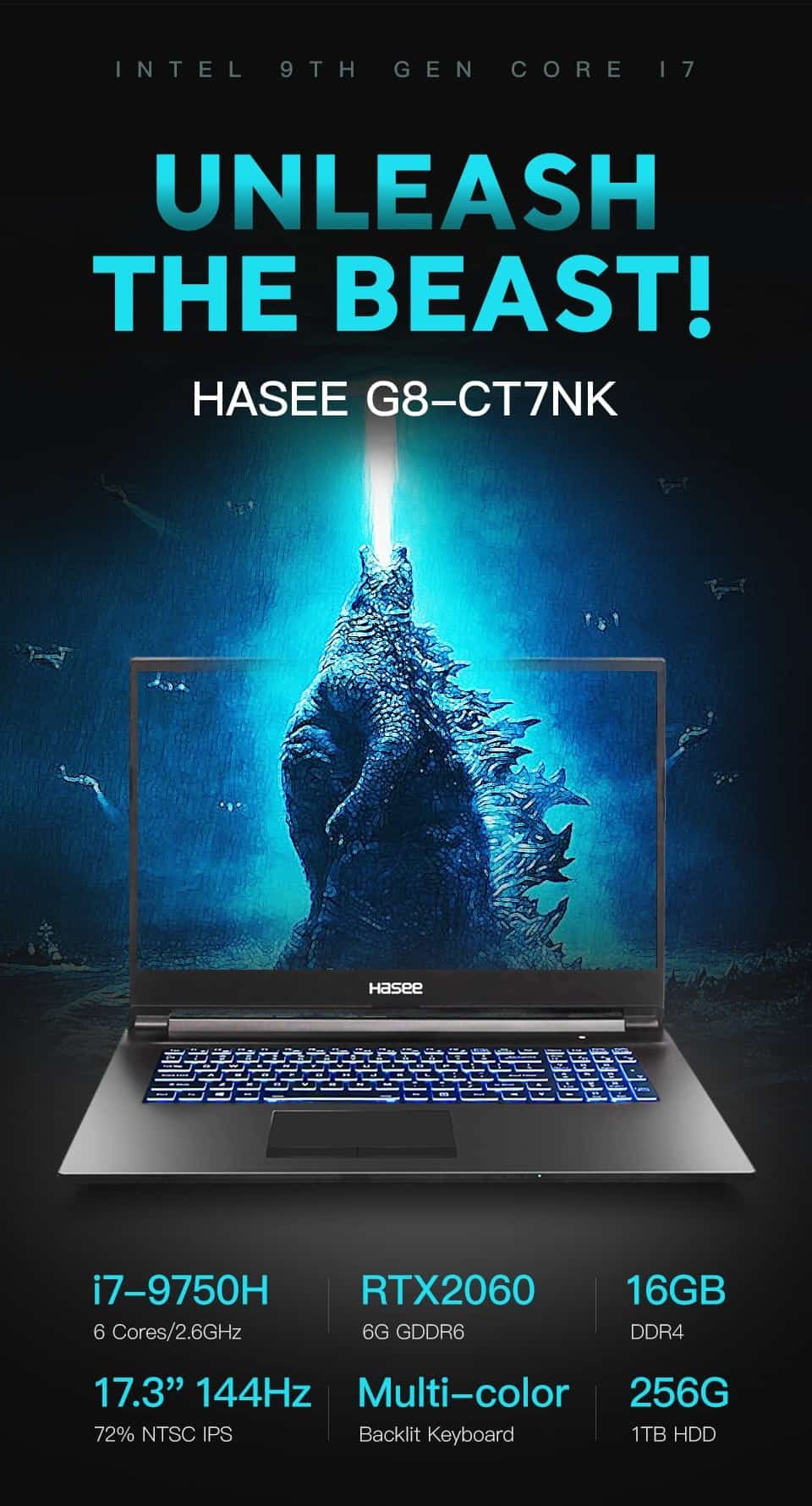 Hasee Notbook Hasee G8-CT7NK Laptop for Gaming (Intel Core I7 16GB RAM/256G SSD) 