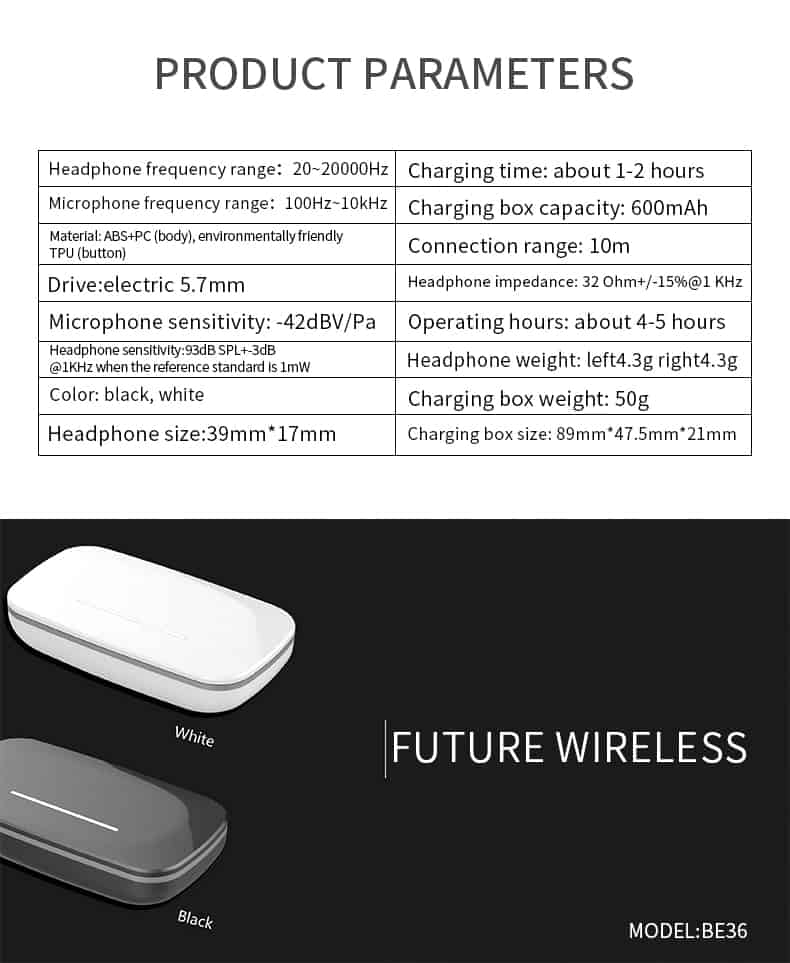 BE36 Wireless Bluetooth 5.0 Earphone Touch Control Auto Pairing Slide Charging Box TWS Mini Earbuds For iPhone xiaomi huawei i9s