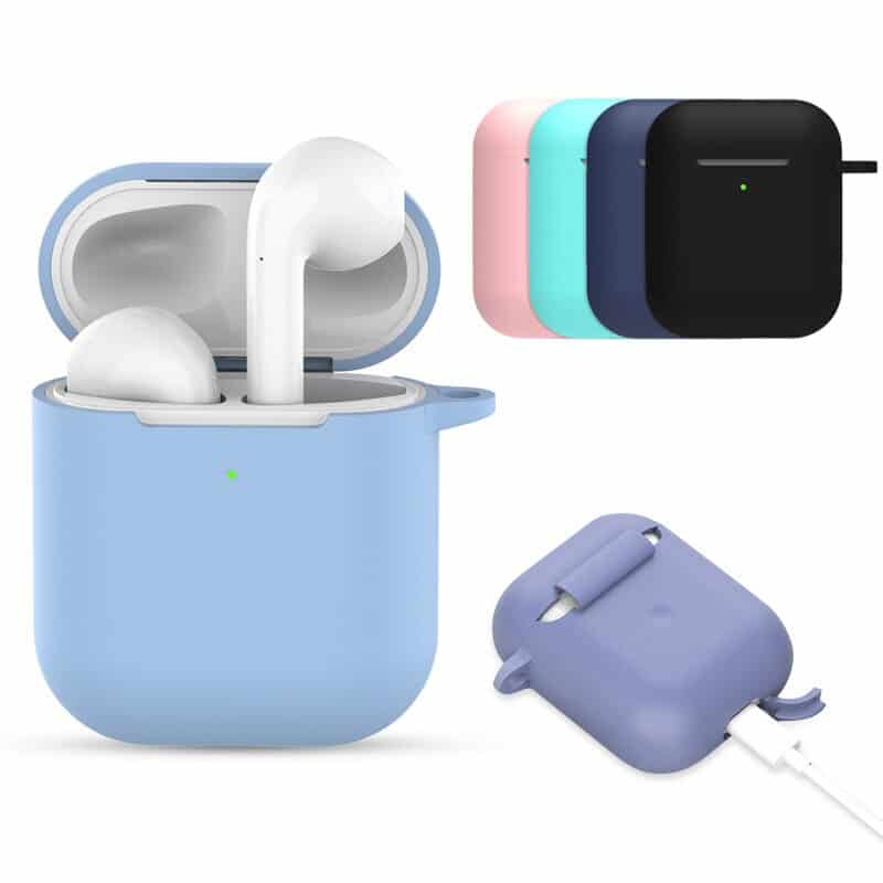 2 in 1 For Airpods 2 Case Protective Cover with Carabiner with Hook Keychain Silicone Headphones Case Box Accessories Buckle