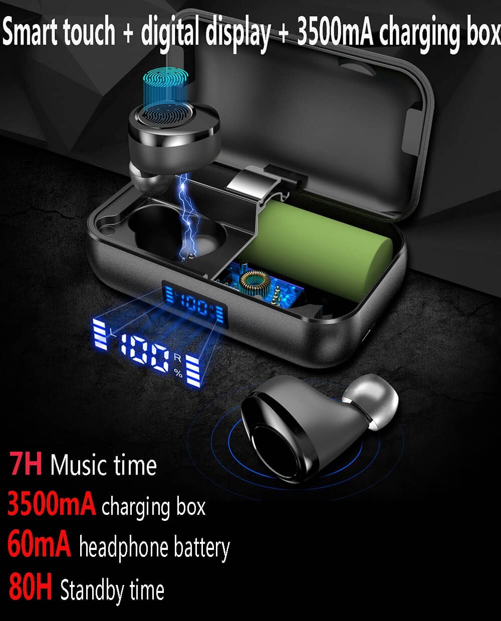 X13 TWS Bluetooth 5.0 Earphone Stereo Noise Headset Wireless Headphone IPX7 Waterproof Earphone 3500mAh charging box Smart touch