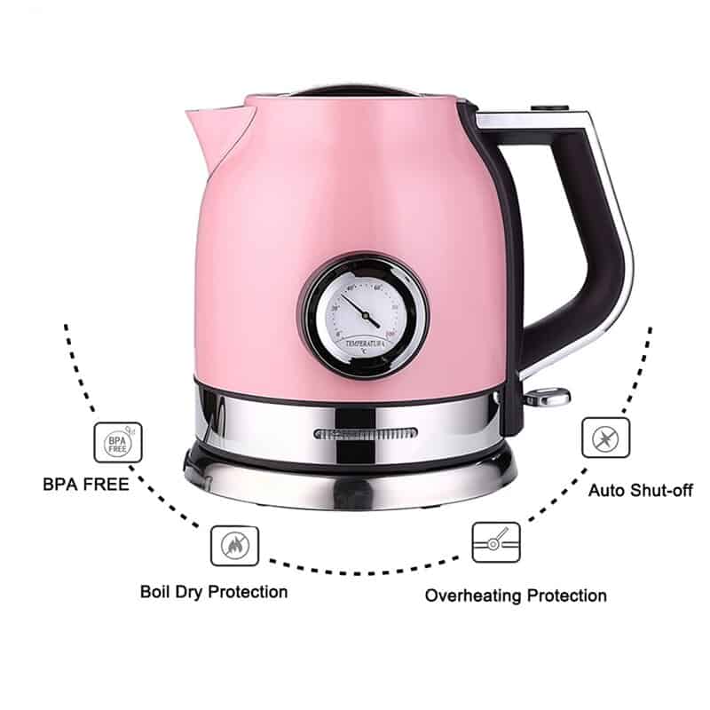 1.8L 304 Stainless Steel Electric Kettle With Water Temperature Meter 1500W Household 220V Quick Heating Electric Boili Eu Plug