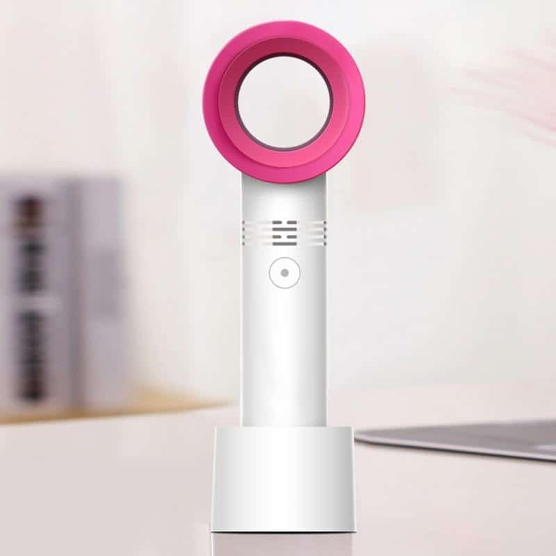 Mini Portable Bladeless Fan Handheld Mini Air Cooler No Leaf Handy Fan With 3 Fan Speed Level LED Indicator USB Rechargeable