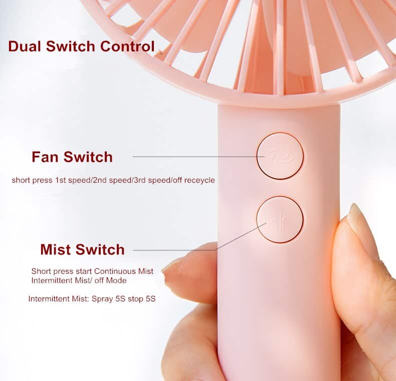 Summer Portable Handy Fan Mist Sprayer 1800mAh USB Rechargeable Air Cooler For Shopping Travel Office
