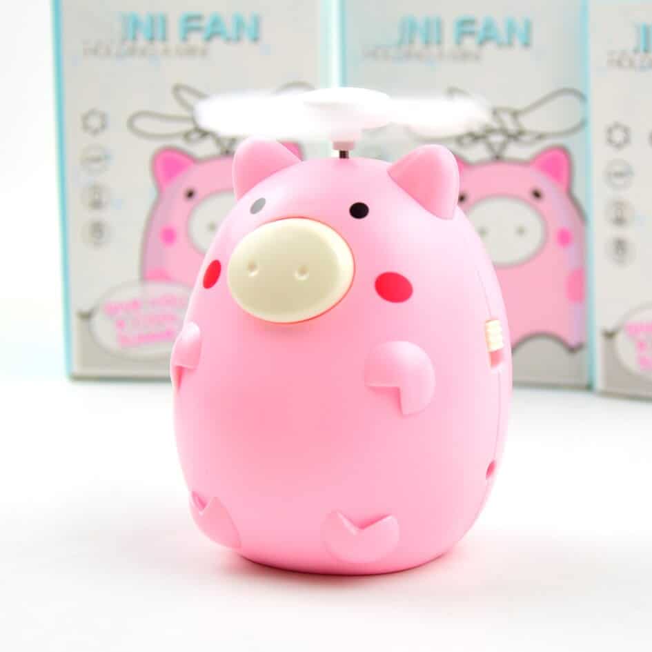 Cartoon Stereo Little Pig Hand-Held USB Fan Portable Rechargeable Mini Fan Stand-up Fan Izable Logo
