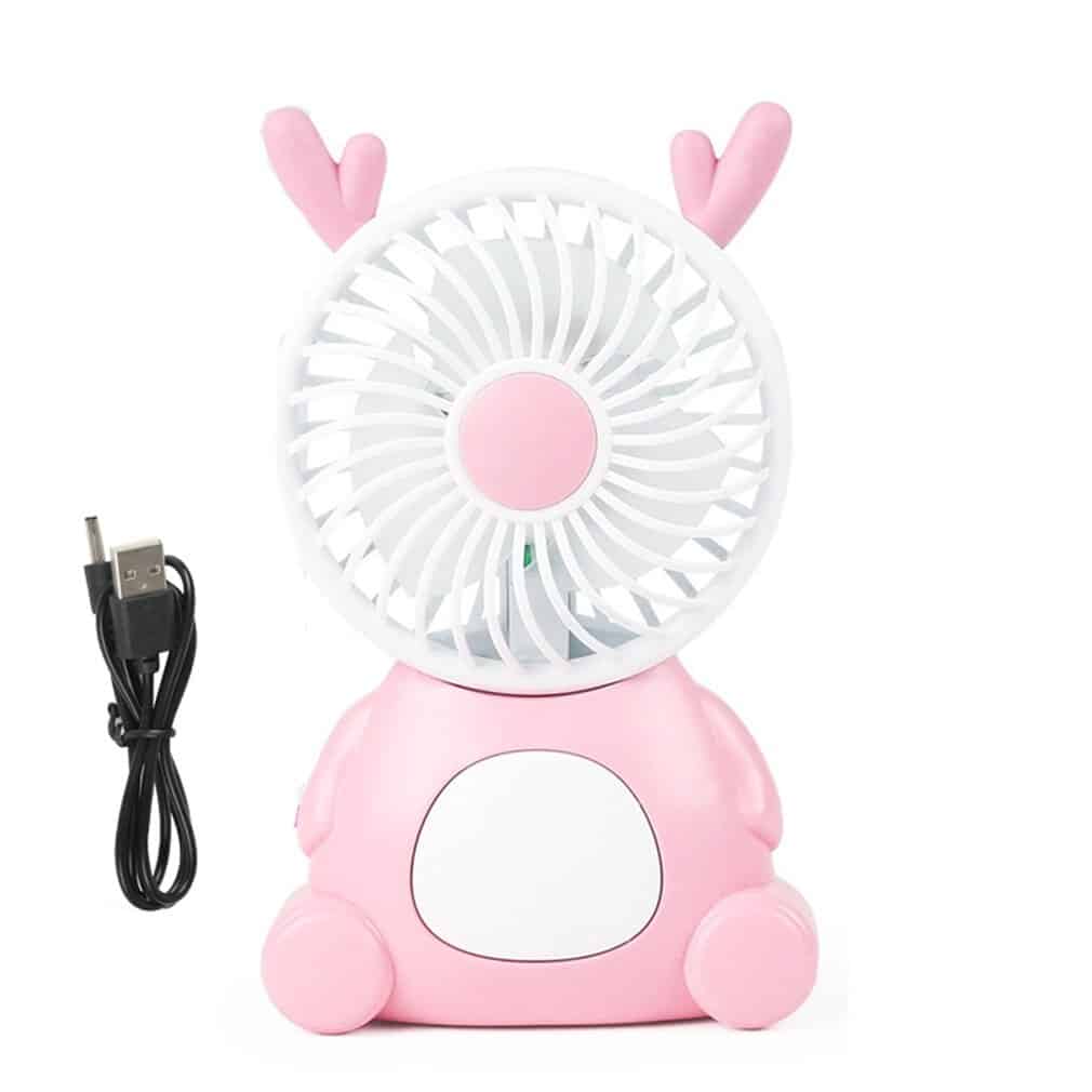 Q8-3B Cute USB Fan Rechargeable Quiet Desktop Electric Cooling Fan With Lighting