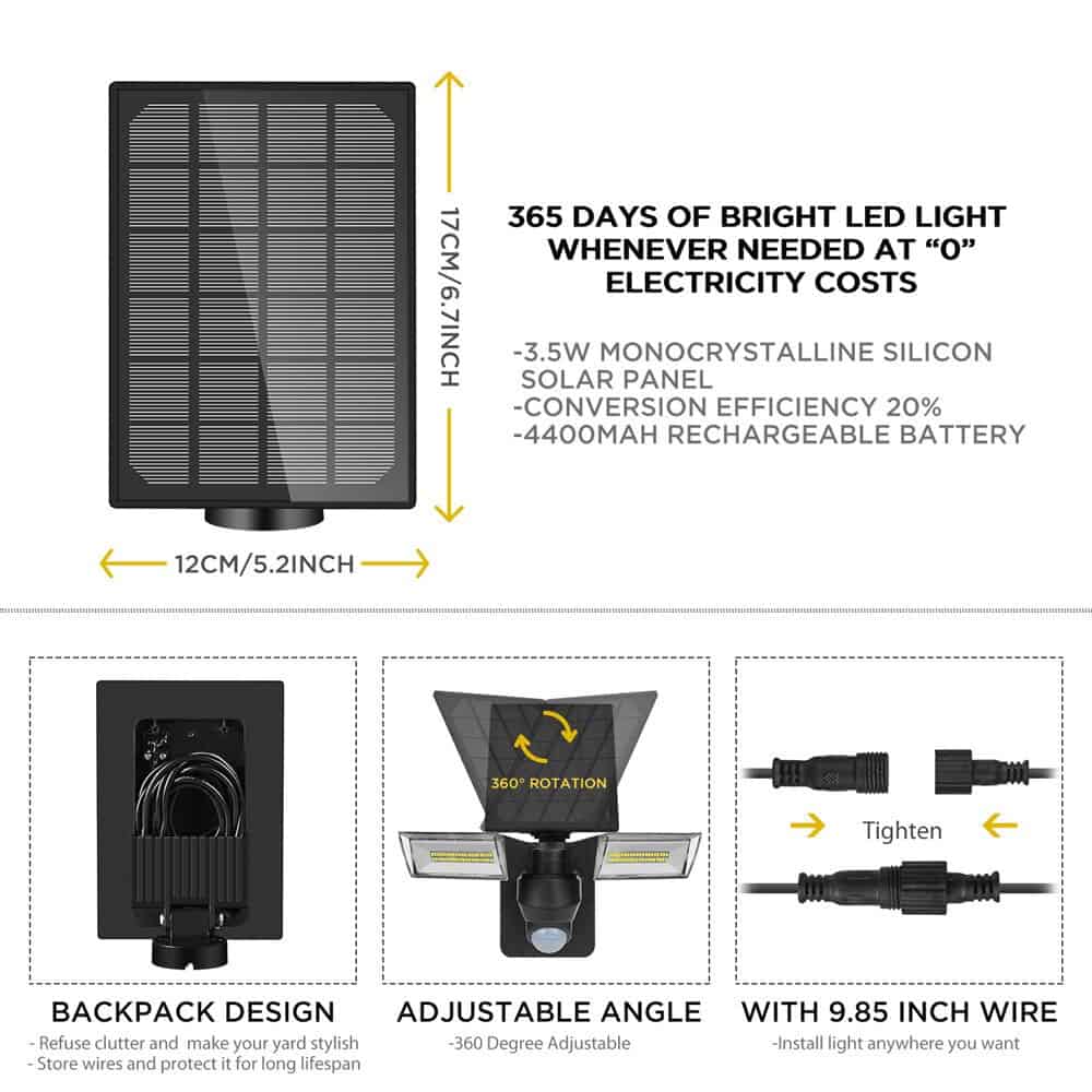 80LED Solar PIR Motion Sensor Wall Light Outdoor 3modes IP65 For Street Garden Path Split/All-in-one 2heads Sercurity Wall Light