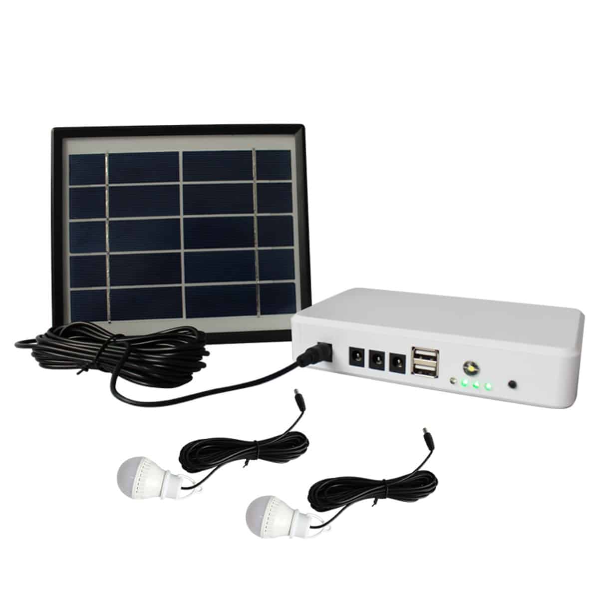 5V Solar Power Storage Generator 2 USB Charger 3 LED Bulbs Home System Rechargeable Solar Power Panel Storage Generators