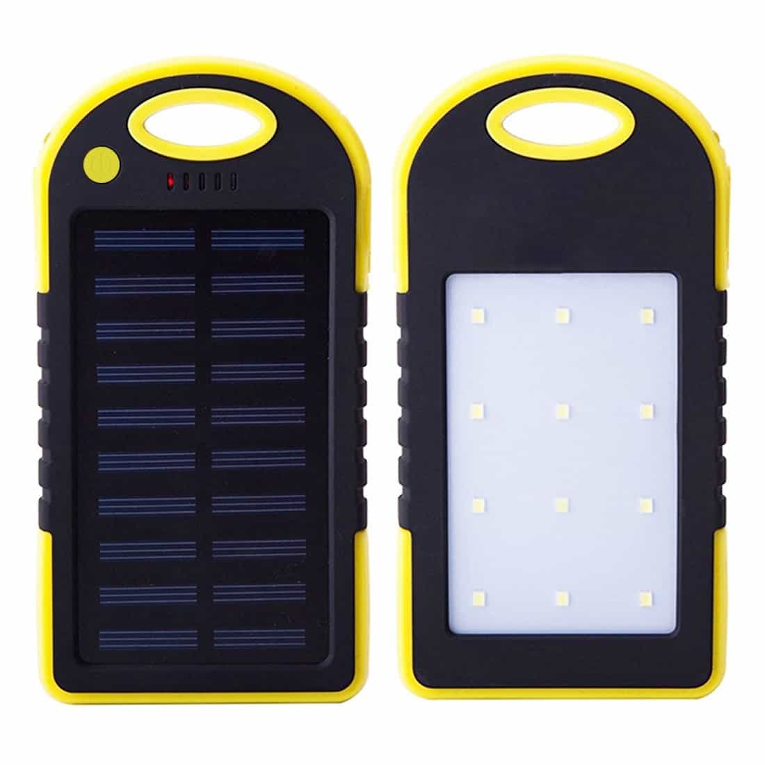 Centechia Waterproof Solar Power Bank Real 12000 mAh Dual USB External Port Polymer Battery Charger with Outdoor Light Lamp