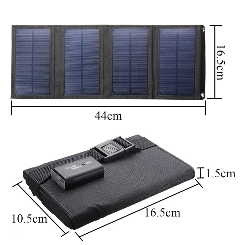 20W Portable Solar Panel 5V Folding Solar Cell Foldable Waterproof USB Port Charger Mobile Power Bank for Phone Battery Outdoor