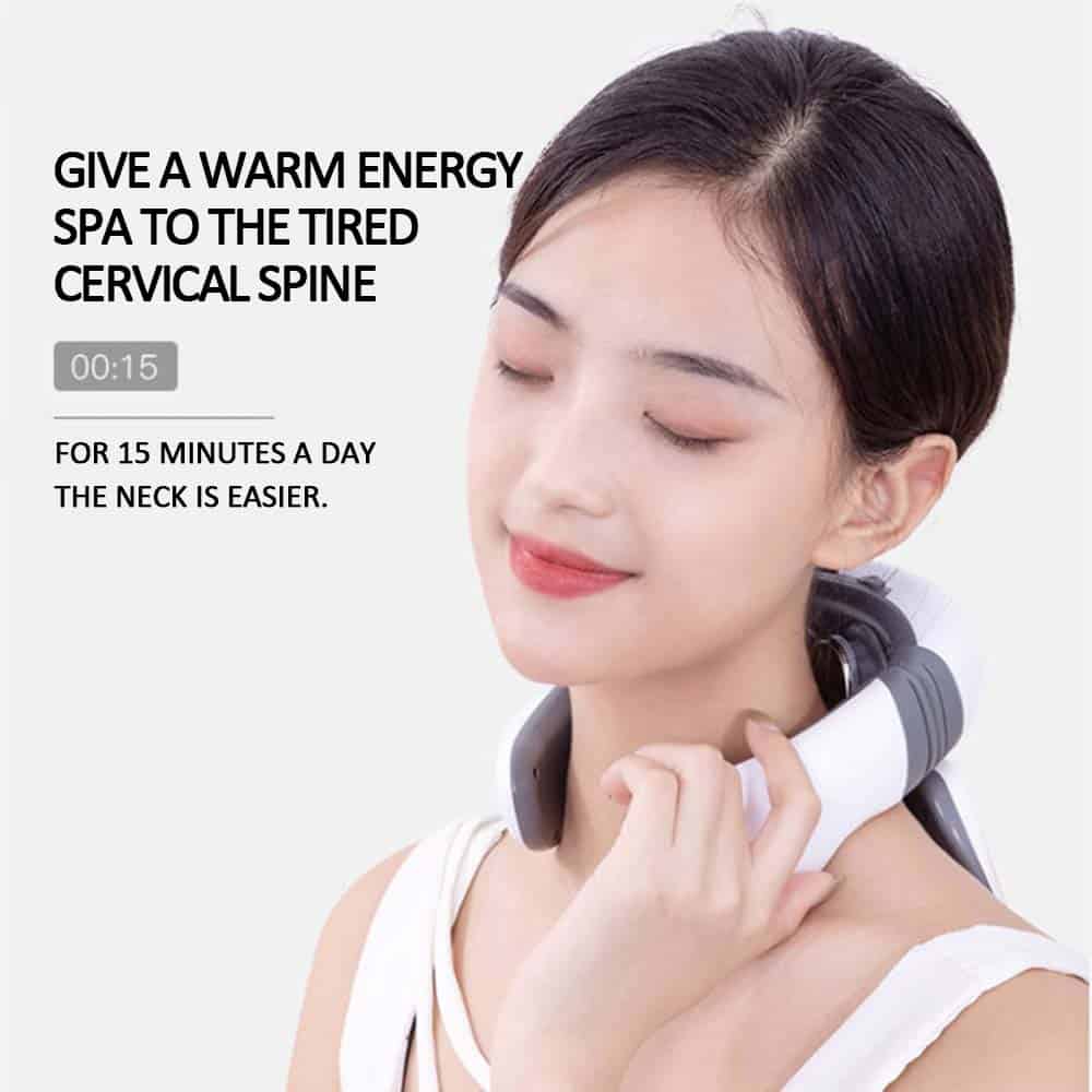 Smart 4D Magnetic Pulse Heated Electric Shoulder Neck Massager Fatigue Pain Relief Cervical Massage with Remote Control