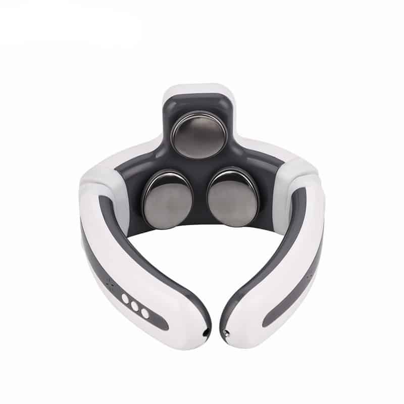 3 Heads Magnetic Stones Neck Massager TENS Pulse Hot Compress Pain Relief Health Care Relaxing Deep Tissue with 6 Massage Modes