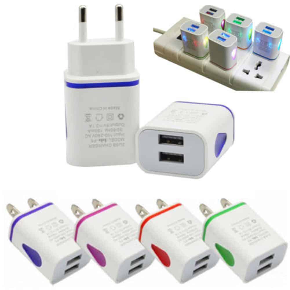 Phone Universal 2.1A 5V LED 2 USB Charger Household and Travelling Fast Charging Device Travel Adapter EU/ US Plug USB Charger