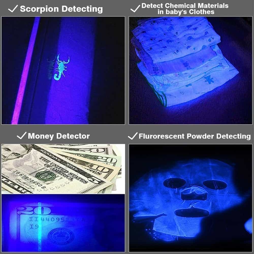 Mini 9 LED UV Flashlight Ultra Violet LED Flashlight Ultra Violet Invisible Ink Marker Detection Torch Light 3AAA UV Lamp