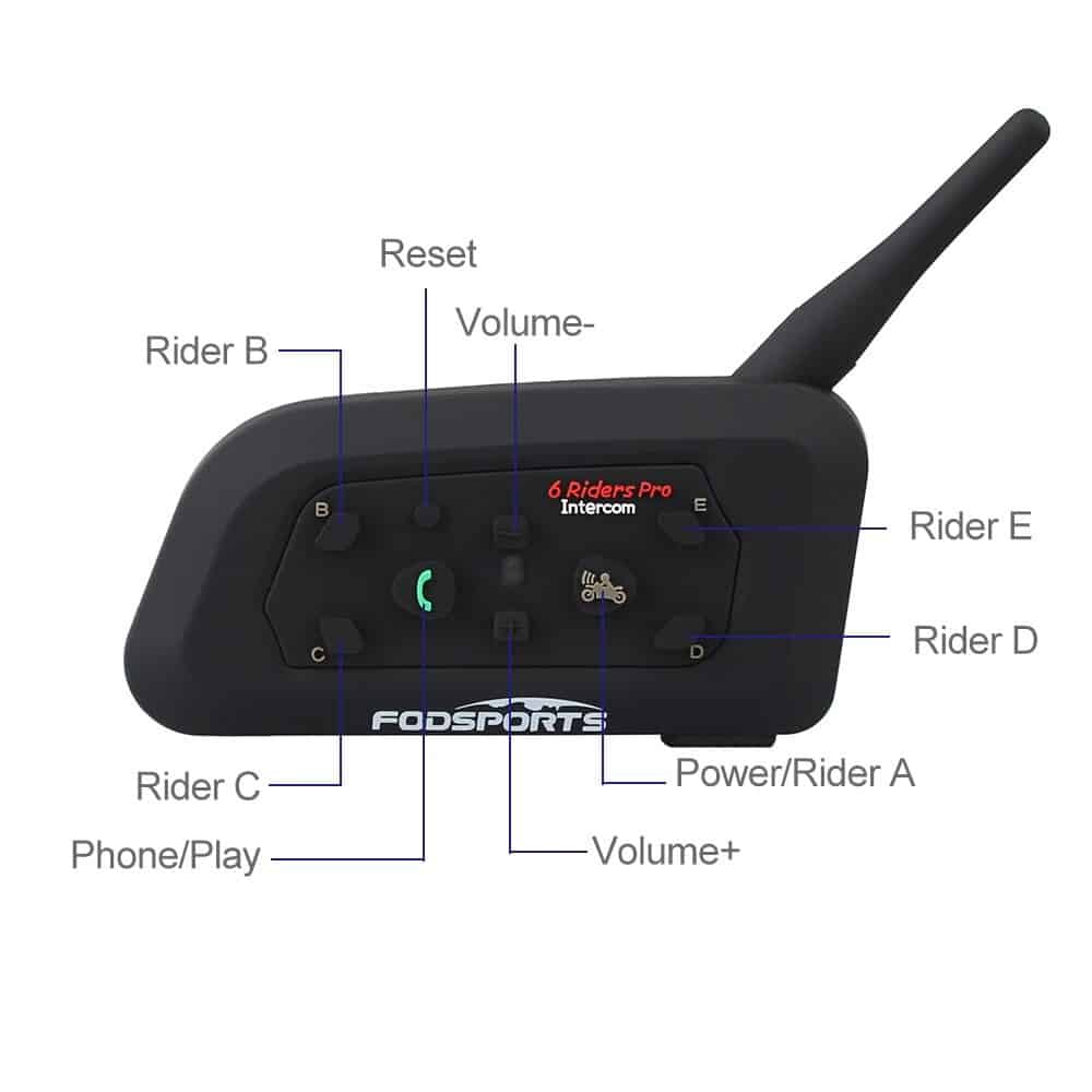 Fodsports V6 Pro Motorcycle Helmet Bluetooth Headset Intercom 6 Riders 1200M Wireless Intercomunicador BT Interphone