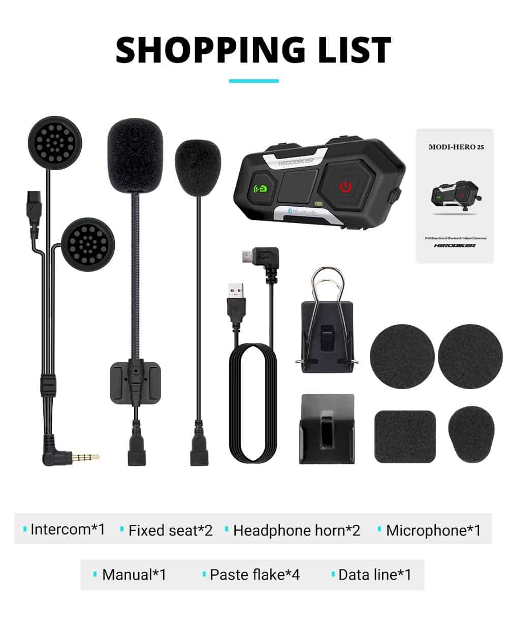 HEROBIKER 1200M Bluetooth Intercom Motorcycle Helmet Interphone Headset Waterproof Wireless Bluetooth Moto Headset Interphone