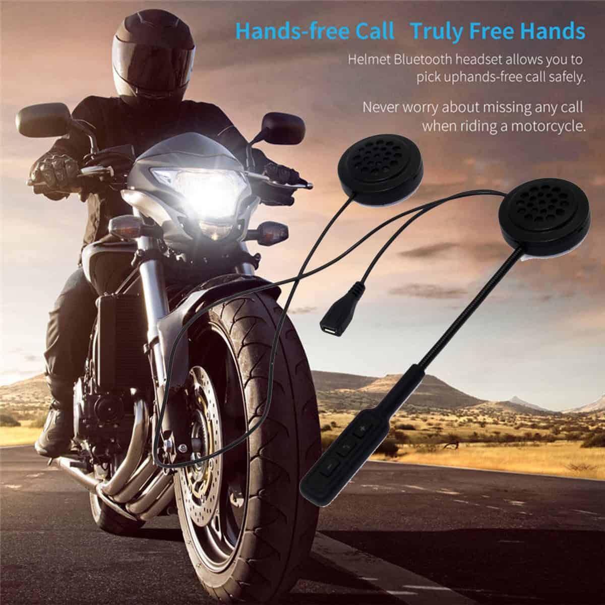 Moto Helmet Bluetooth 5.0 Headset Anti-interference For Motorcycle Helmet Riding Intercom Moto Hands Free Headphone MP3 Speakers