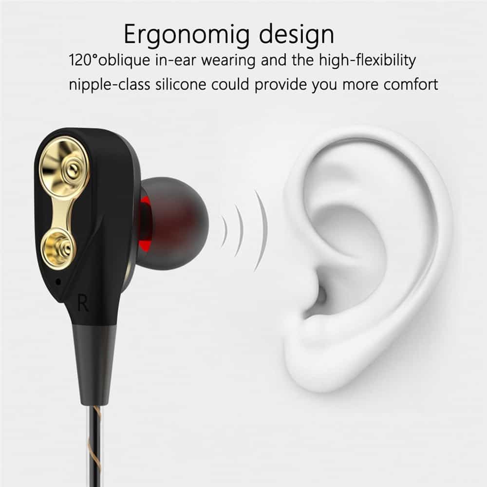 Dual Drive Stereo Wired Earphone In-ear Headset Earbuds Bass Earphones For IPhone Samsung 3.5mm Sport Gaming Headset With Mic