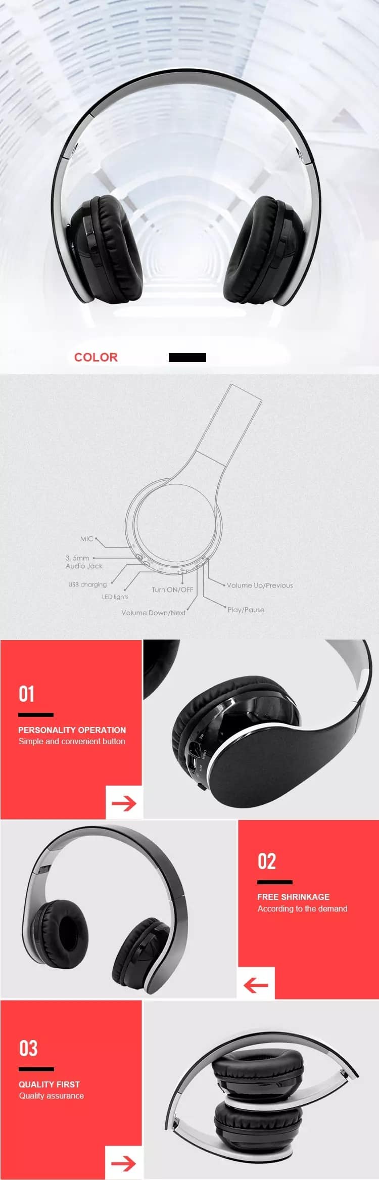 UNIJULIFE Wireless Bluetooth Headphones Foldable Headset With Microphone For Gaming Super Bass Stereo Noise Reduction