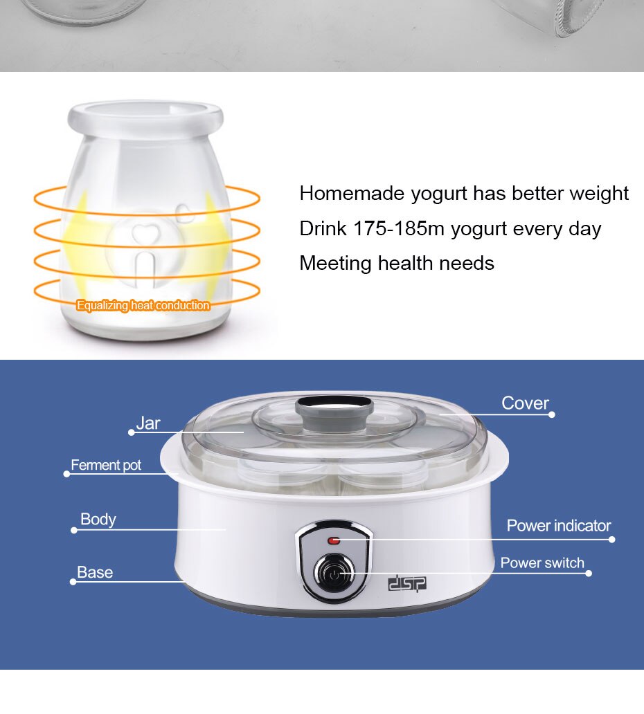 DSP automatic universal stainless steel inner natto rice wine yogurt machine electric yogurt machine with 7 cups 1.5L