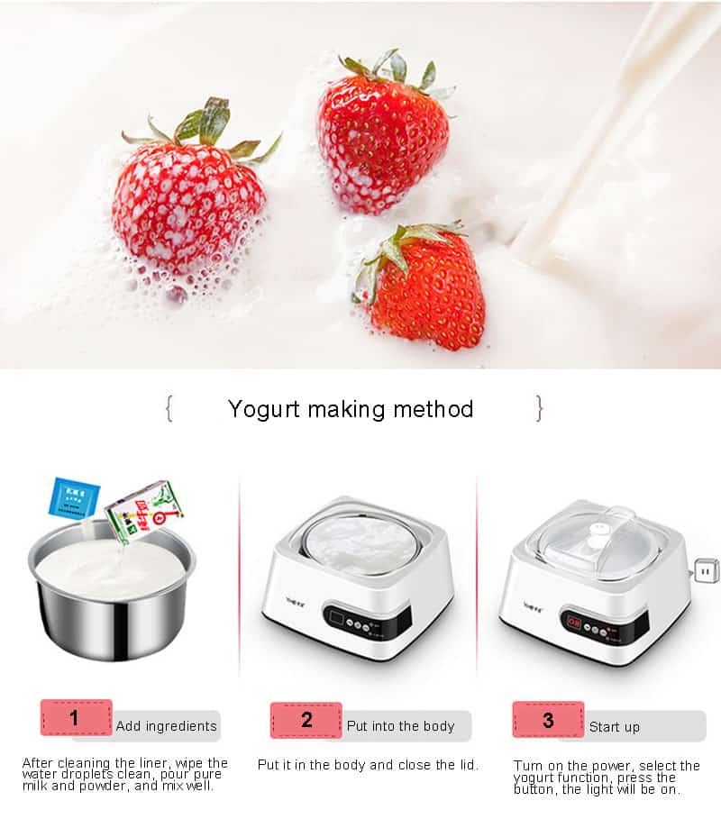 Kbxstart 220V Automatic Home Multi-function Yogurt Machine DIY Yogurt Tools Natto Rice Wine Fermentation Tank Wholesale 1.3L