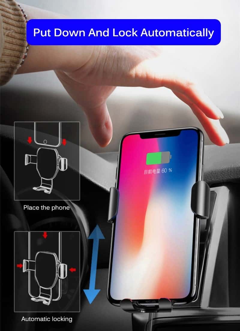 10W Qi Wireless Fast Charger Car Air Vent Mount Phone Holder Stand For iPhone XS Max XR Samsung S10 S9 Wireless Charging Holder