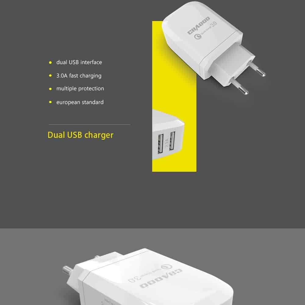 CBAOOO Universal USB Charger Quick charge 3.0 for Iphone 7 8 EU Plug Mobile Phone Fast charger charging for Samsug Xiaomi Huawei