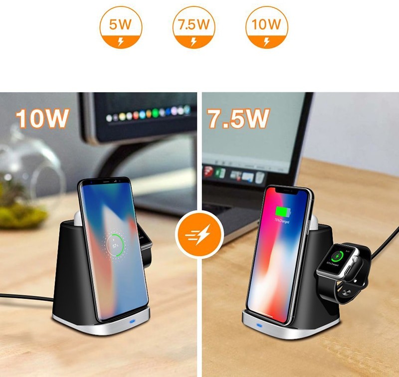 3 IN 1 QI Fast Charging Qi Wireless Charger For iPhone Samung Wireless Charging Mount Dock Stand Holder For Apple Watch Airpod