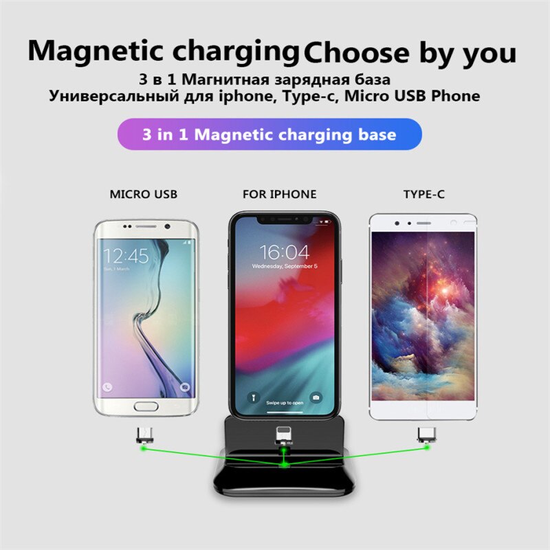 2 In 1 Desktop Magnetic Charging Bracket For IPhone & Android Phone Magnetic Charger Phone Holder Universal Phone Charging Stand