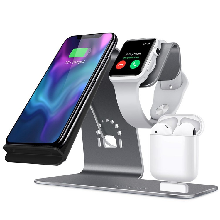 Universal Qi wireless phone charger charging dock stand for iPhone X/8 Apple Watch Airpods& Android Samsung S8 mobile chargers