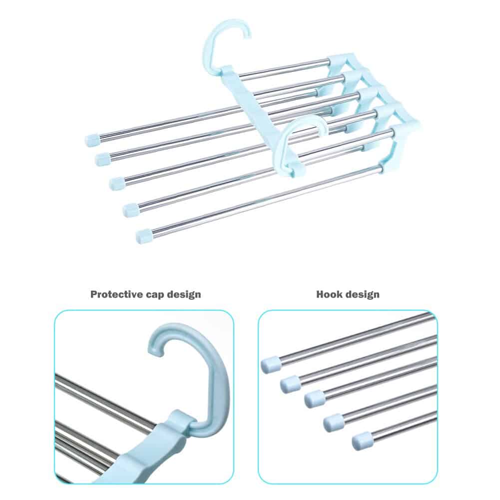 Wardrobe Pant Rack Shelf Stainless Steel Clothes Hangers Clothesline Home Bathroom Clothes Dryer 5 In 1 Multi-functional